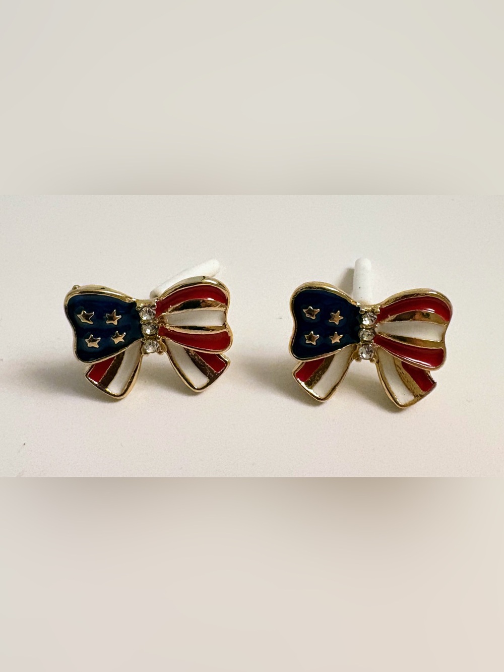 Patriotic American Flag Drip Bow Earrings - Red, White & Blue (nwot)